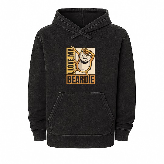 I Love My Beardie Pogona Lizard Pet Owner Bearded Mineral Wash Hoodies