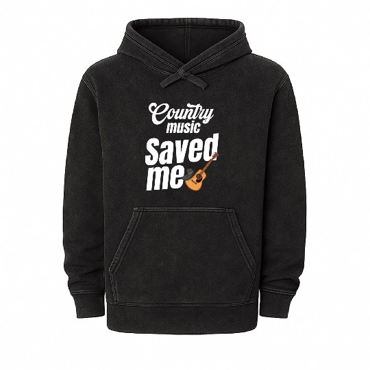 Country Music Saved Me Lover Cowgirl Classical Mineral Wash Hoodies