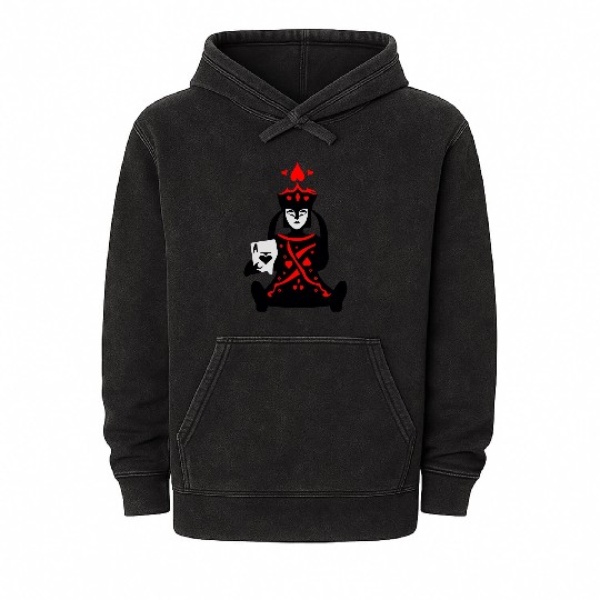 Queen of Hearts Holds Ace of Spades Vector 3 Color Mineral Wash Hoodies