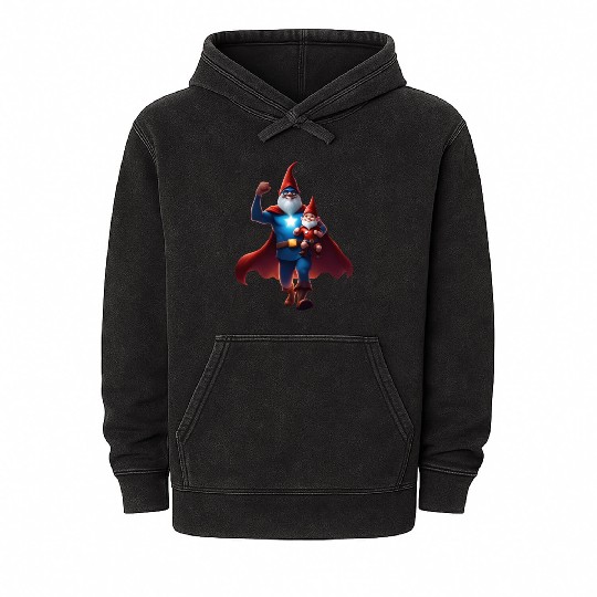 A Father's Day Gnome as a superhero dad Mineral Wash Hoodies
