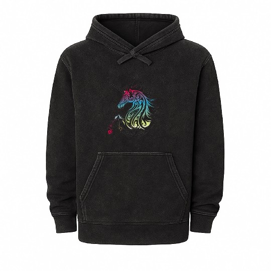 Mystical Rainbow Unicorn Art Mineral Wash Hoodies