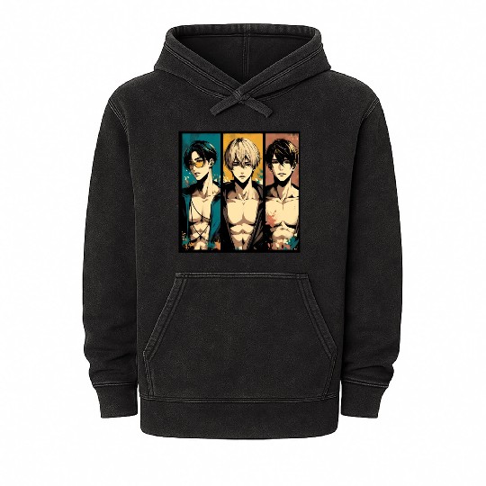 Muscle Gym Sportsman Anime Manga Husbando Otaku Mineral Wash Hoodies