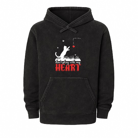 Don't Play With My Heart Butterfly Cat Mineral Wash Hoodies