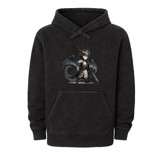 Chibi dragonwarrior Pose in Full armor Mineral Wash Hoodies