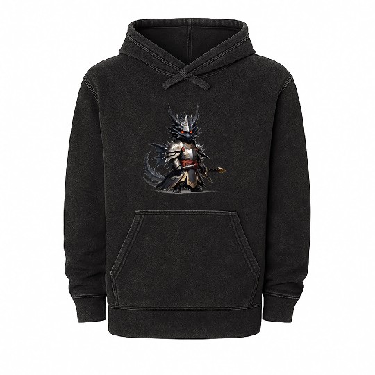 Chibi dragonwarrior in Full armor Mineral Wash Hoodies