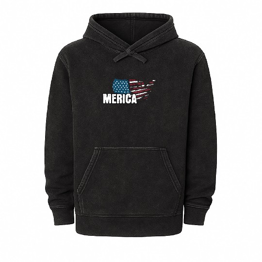MERICA 4th of July Relaxed Patriot Mineral Wash Hoodies
