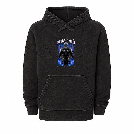 Deus Vult Historical Knight Mineral Wash Hoodies