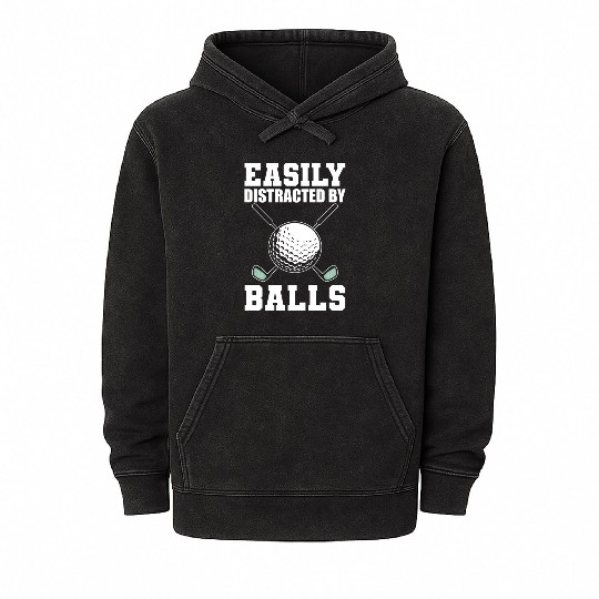 Golf Ball Humor Golfing Driver Golf Gift for Male Mineral Wash Hoodies