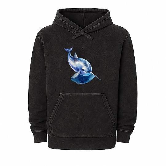 Narwhal Whale Mineral Wash Hoodies