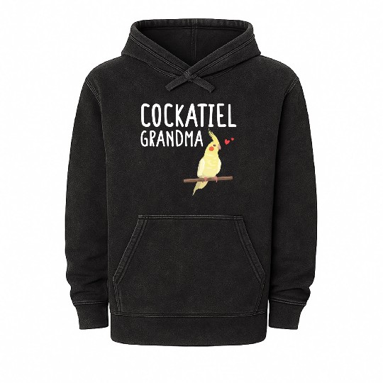 Cockatiel Grandma Bird Whisperer Cockatoo Mineral Wash Hoodies