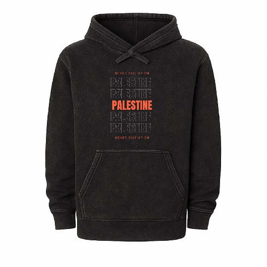 Orange and White Simple Palestine Mineral Wash Hoodies