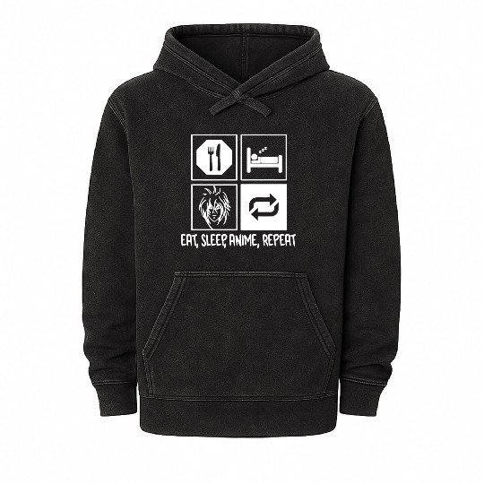 Eat Sleep Anime Repeat Mineral Wash Hoodies