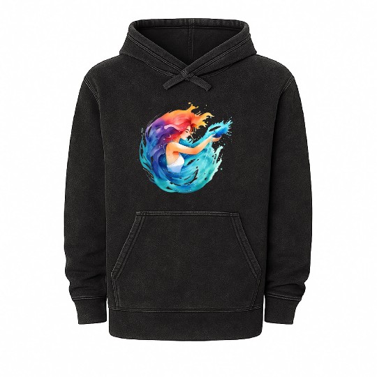 Color splash zodiac: Aquarius Mineral Wash Hoodies