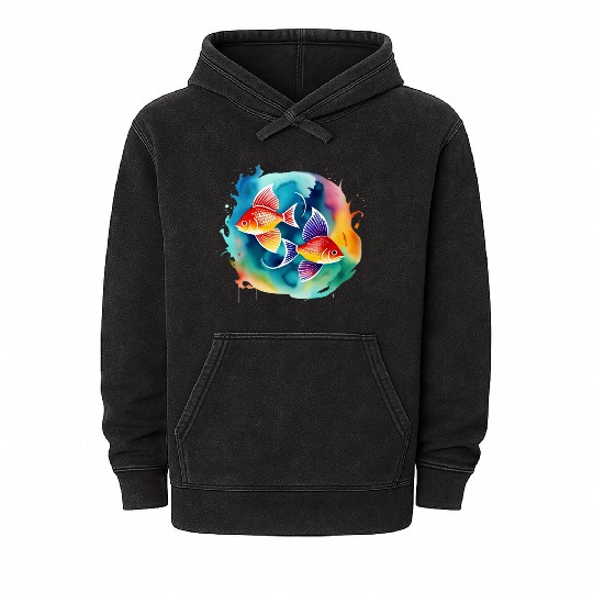 Color splash zodiac: Pisces Mineral Wash Hoodies