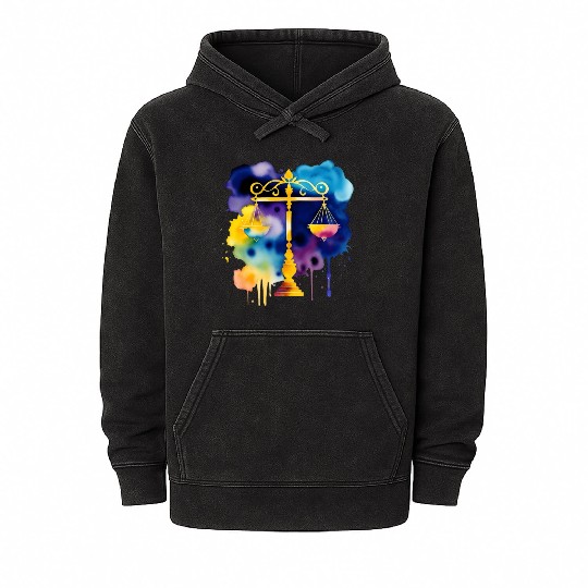 Color splash zodiac: Libra Mineral Wash Hoodies