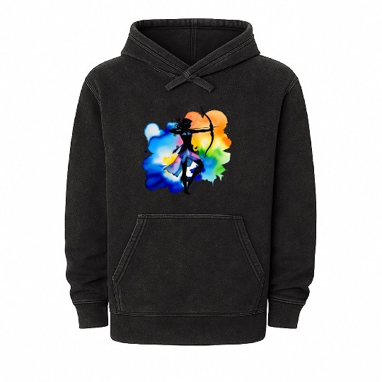 Color splash zodiac: Sagittarius Mineral Wash Hoodies