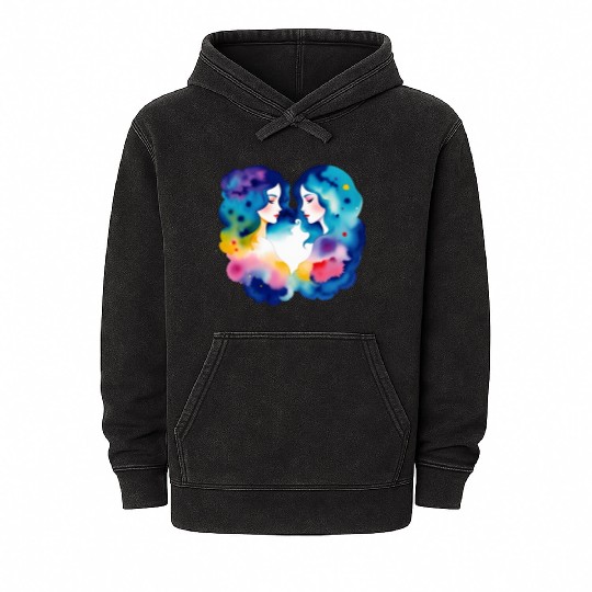 Color splash zodiac: Gemini Mineral Wash Hoodies