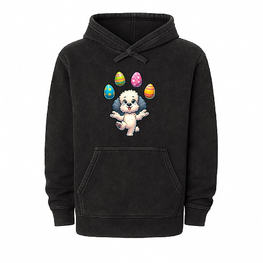 Easter Egg Easter Dog Poodle Juggling Juggler Mineral Wash Hoodies