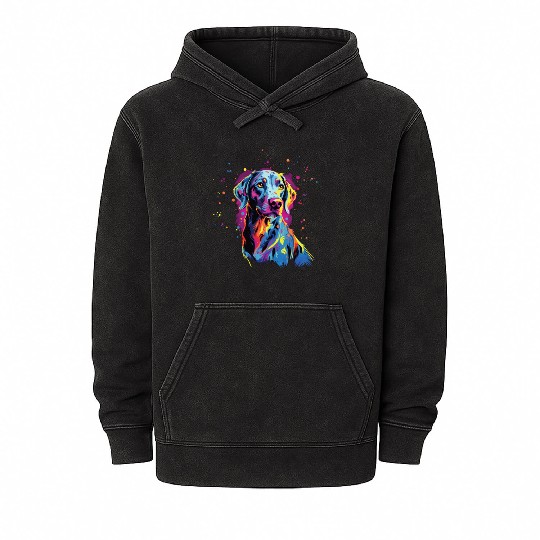 Watercolor Colorful Louisiana Catahoula Mineral Wash Hoodies