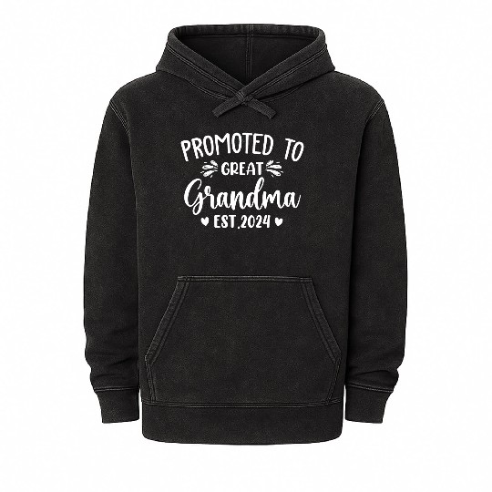 Promoted to Great Grandma 2024 Soon to Be Great Mineral Wash Hoodies