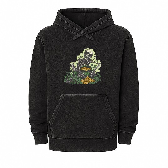 St Patricks Skeleton Pot of Gold Mineral Wash Hoodies
