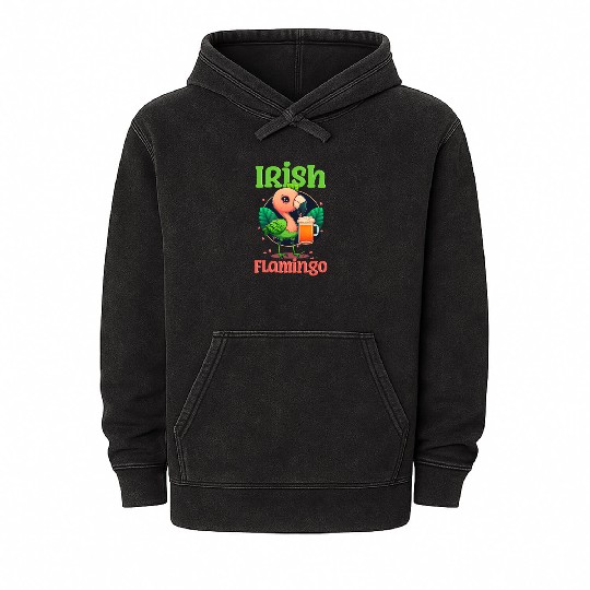 Irish Flamingo St Patricks Irish Flamingo Beer Mineral Wash Hoodies