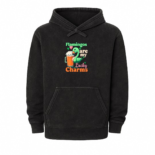 Irish Flamingo St Patricks Flamingos Lucky Charms Mineral Wash Hoodies