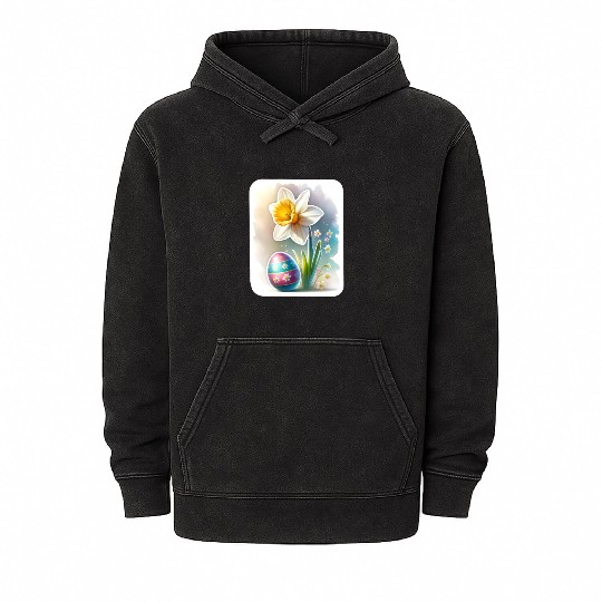 A Beautiful Daffodil With an Easter Egg Mineral Wash Hoodies