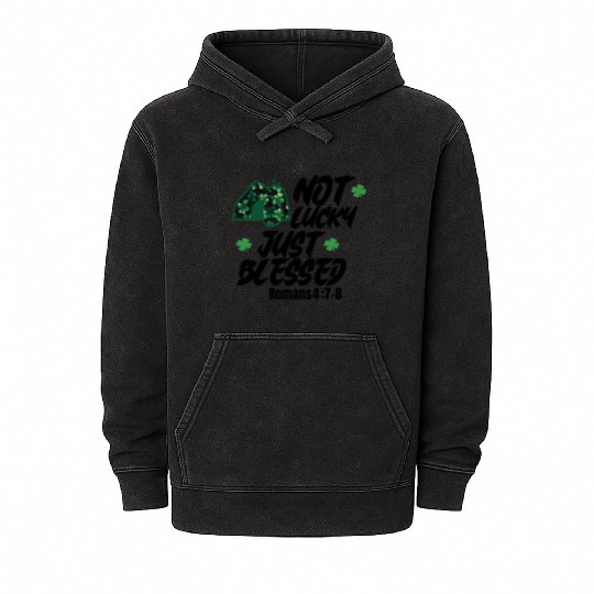 Blessed Beyond Luck: Romans 4:7-8 St. Patrick Mineral Wash Hoodies
