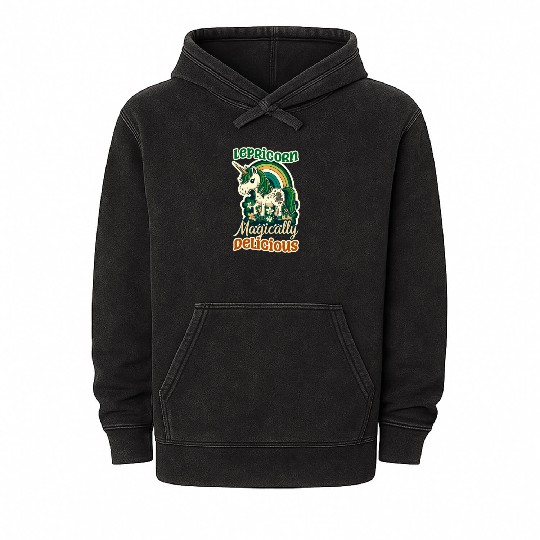 Irish Unicorn St Patricks Lepricorn Delicious Mineral Wash Hoodies