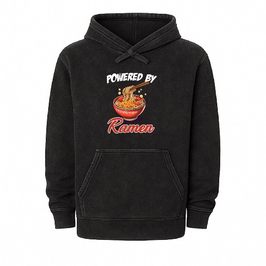 Powered By Ramen Hot Bowl Asian Japanese Lover Mineral Wash Hoodies