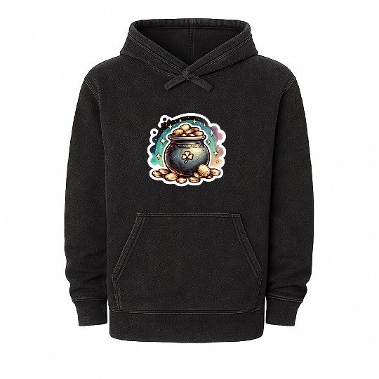 Saint Patrick's Day Sparkly Pot of Gold Mineral Wash Hoodies