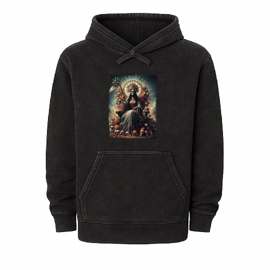 La Santa Muerte Saint Death Mineral Wash Hoodies
