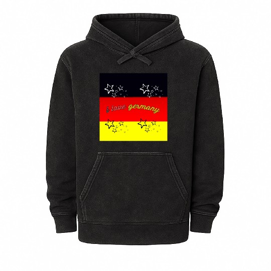 i love germany Mineral Wash Hoodies