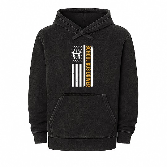 School Bus Driver American Flag School Bus Driver Mineral Wash Hoodies