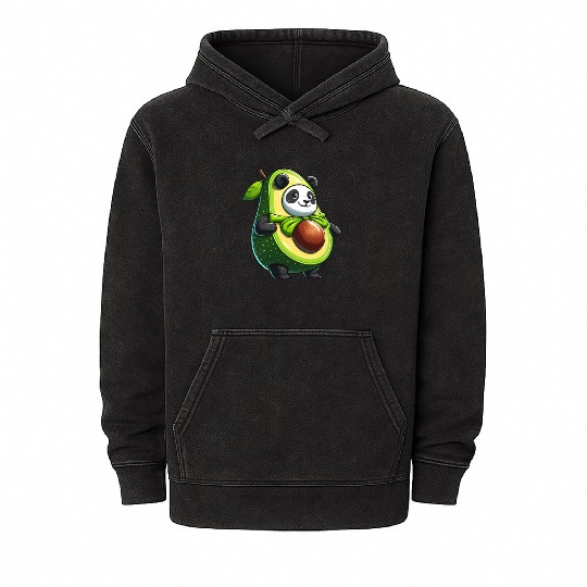 Avocado Panda: Peaceful Green Guardian Mineral Wash Hoodies