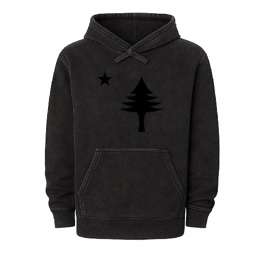 Pine tree and star 1901 flag of Maine State Mineral Wash Hoodies