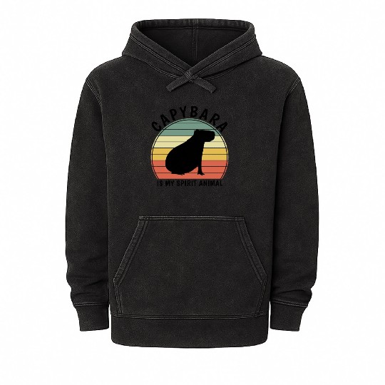 Capybara Is My Spirit Animal Mineral Wash Hoodies