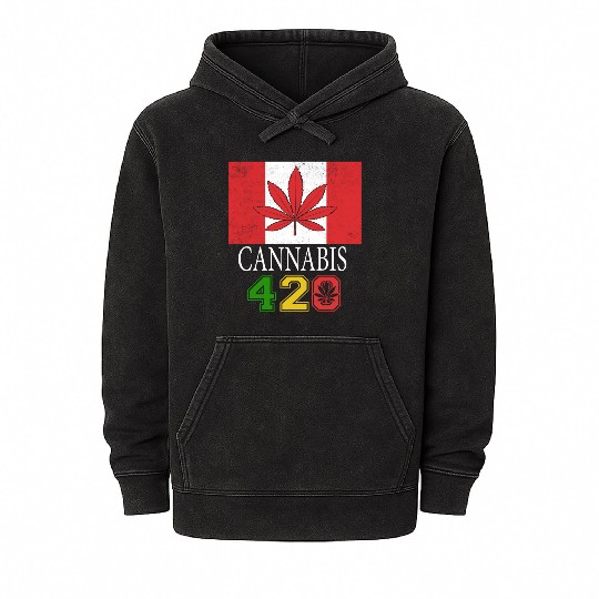 Comical 420 Celebrate Herb Weed Marijuana Design Mineral Wash Hoodies