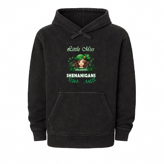 little miss shenanigans for girls saint patrick Mineral Wash Hoodies