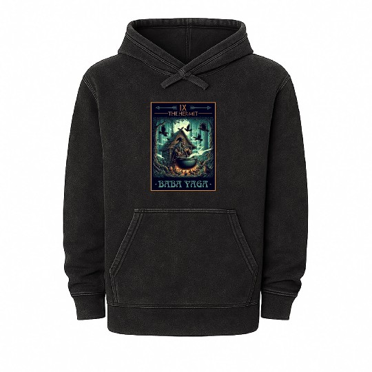 Baba Yaga The Hermit Tarot Card Pagan Witch Mineral Wash Hoodies