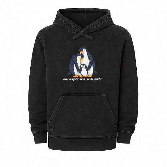 Penguin Family Mineral Wash Hoodies