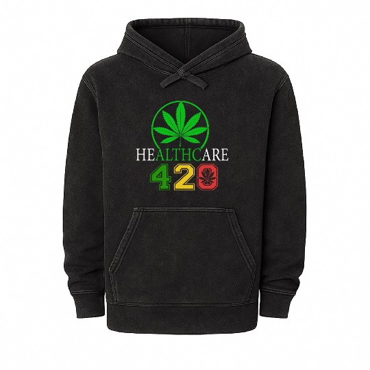Silly 420 Healthy Herb Weed Marijuana Design Mineral Wash Hoodies