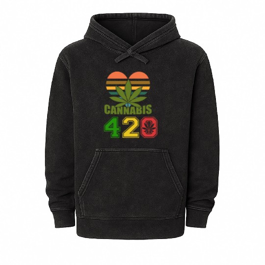 Hysteric 420 Love Good Herb Weed Marijuana Design Mineral Wash Hoodies