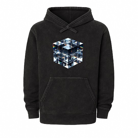 Abstract Crystal Cubes Mineral Wash Hoodies