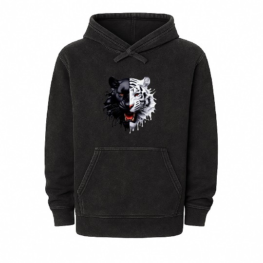 3D realistic black panther & Leopart Design Mineral Wash Hoodies