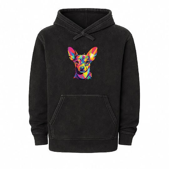 Watercolor Colorful Russian Toy Terrier Mineral Wash Hoodies