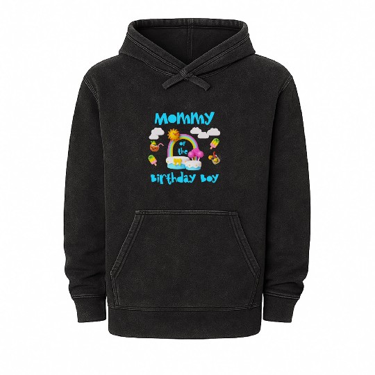Mommy of the Birthday Boy Mineral Wash Hoodies