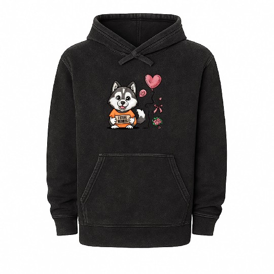 I STEAL HEARTS Cute Husky Mineral Wash Hoodies