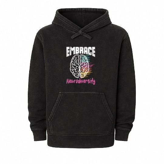 embrace neurodiversity - Embrace ADHD Autism ASD Mineral Wash Hoodies